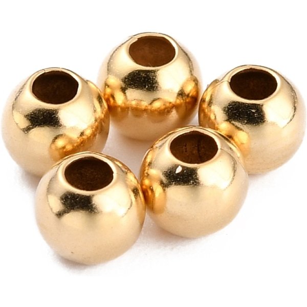 Brass Spacer Beads, Long-Lasting Plated, Round, Real 24K Gold Plated, 4X3.5Mm, Hole: 1.6Mm-image