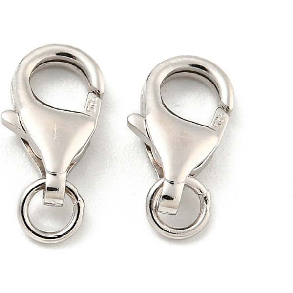 925 Sterling Silber KarabinerverschlüSse, Echt Platiniert, 12X5X2 Mm-image