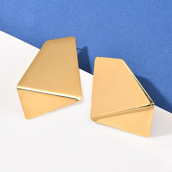 Pendientes De Pepitas De Acero Inoxidable 304, Revestimiento De Iones (Ip), Real 18K Chapado En Oro, 59.5-60.5X42.5-43.5Mm-image
