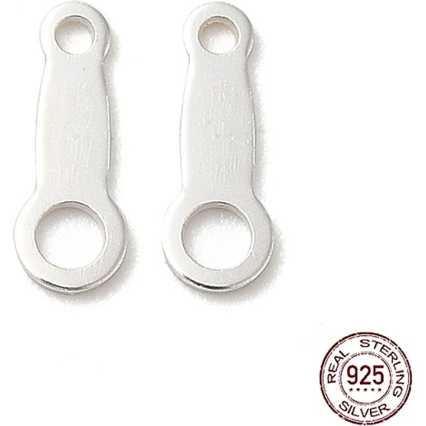 925 Eslabones De Plata Esterlina, LengüEtas De La Cadena, Con 925 Sello, Plata, 8X3X0.4Mm, Agujero: 0.8 Y 1.6 Mm-image