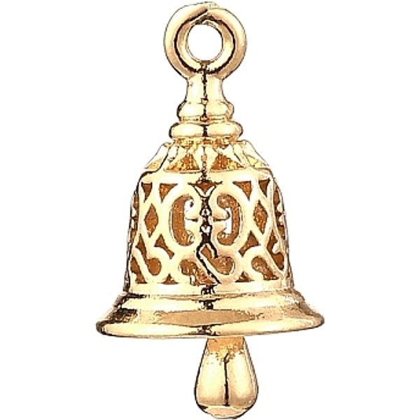 Messing Anhänger & Charms, Glocke Charme, echtes 14k vergoldet, 17.5x9.5 mm, Bohrung: 1.2 mm