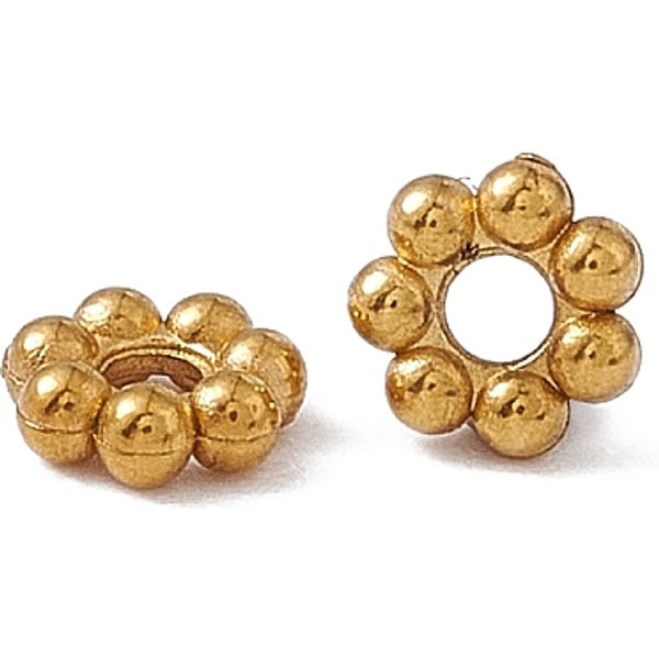 Espaciadores De Margarita De Acero Inoxidable 304 Con Revestimiento IóNico (Ip), Flor, Real 18K Chapado En Oro, 6X2Mm, Agujero: 1.6 Mm-image