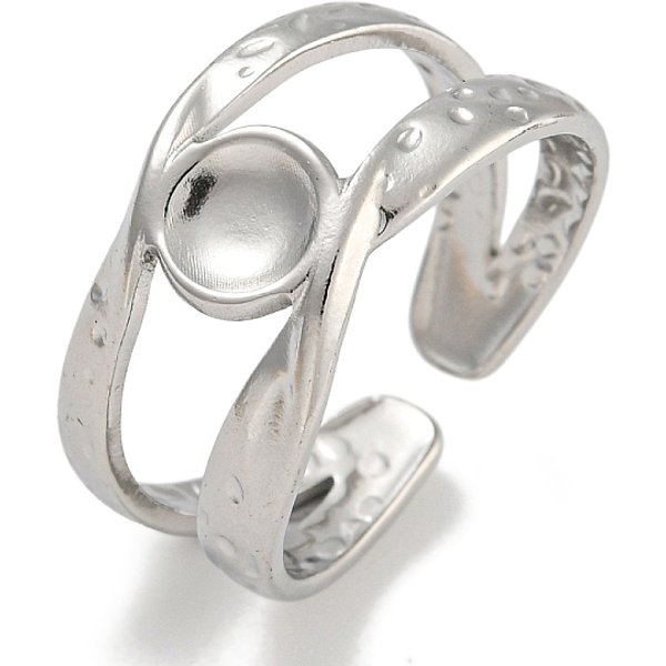 Composants De Bague De Manchette Ouverte En Acier Inoxydable 304, Supports De Bague De Pad, Ronde, Couleur Inoxydable, Plateau: 5.5 Mm, 9.5Mm, DiamèTre IntéRieur : RéGlable-image