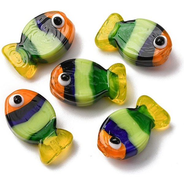 Handmade Lampwork Beads, Fish, Light Green, 20-21X12-13X7.5-9.5Mm, Hole: 1.5-1.6X1.5-2.5Mm-image