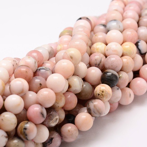 Rond Rose Naturel Perles D'opale Brins, 8Mm, Trou: 1Mm, Environ 48 Pcs/Chapelet, 15.75 Pouce-image