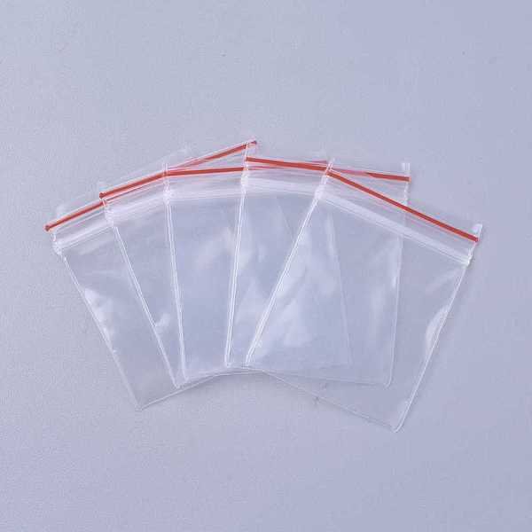 Plastic Zip Lock Bags, Resealable Packaging Bags, Top Seal, Self Seal Bag, Rectangle, Clear, 4X3Cm, Unilateral Thickness: 2.3 Mil(0.06Mm)-image