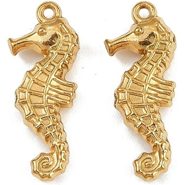 Ocean Theme 304 Stainless Steel Pendants, Ion Plating(Ip), Sea Horse, 21X8X3.5Mm, Hole: 1Mm-image