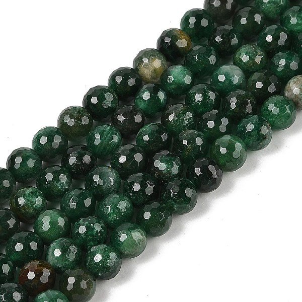 Fili di perline fuchsite naturali, sfaccettato (128 sfaccettatura), tondo, 8mm, Foro: 1 mm, circa 49pcs/filo, 15.35-15.43'' (39-39.2 cm)