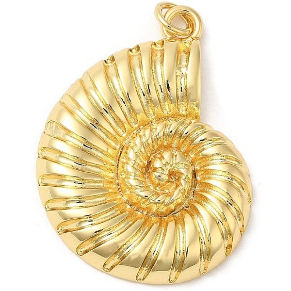 Colgantes De LatóN, Con Anillo De Salto, Plateado De Larga DuracióN, Sin Plomo Y El Cadmio, Encanto De Caracola, Real 18K Chapado En Oro, 33.5X25X4Mm, Agujero: 3 Mm-image