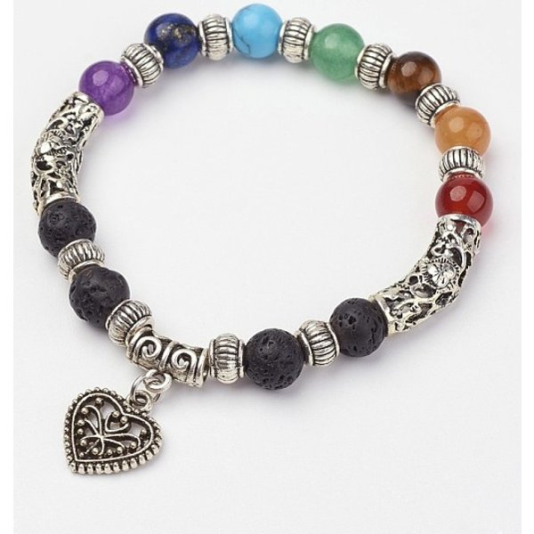 Edelstein Perlen Stretch-ArmbäNder, Charme ArmbäNder, Mit Legierung-ZubehöR, Farbig, 2 Zoll (53 Mm)-image