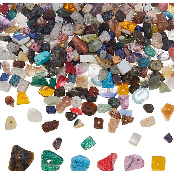 2 Hebra De Cuentas De Chips De Piedras Preciosas Mixtas Naturales Y SintéTicas, 5-8X5-8Mm, Agujero: 1 Mm, Alrededor De 31.5 Pulgada-image