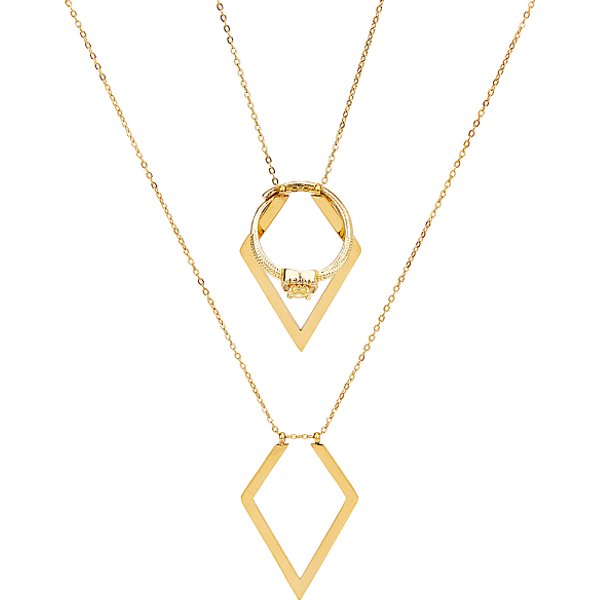 1 StüCk Edelstahl-Ringhalter-Halsketten Mit RautenanhäNger, Halsketten Mit Ringhalter Aus Ankerkette FüR Damen, Golden, 15.75 Zoll (40 Cm)-image