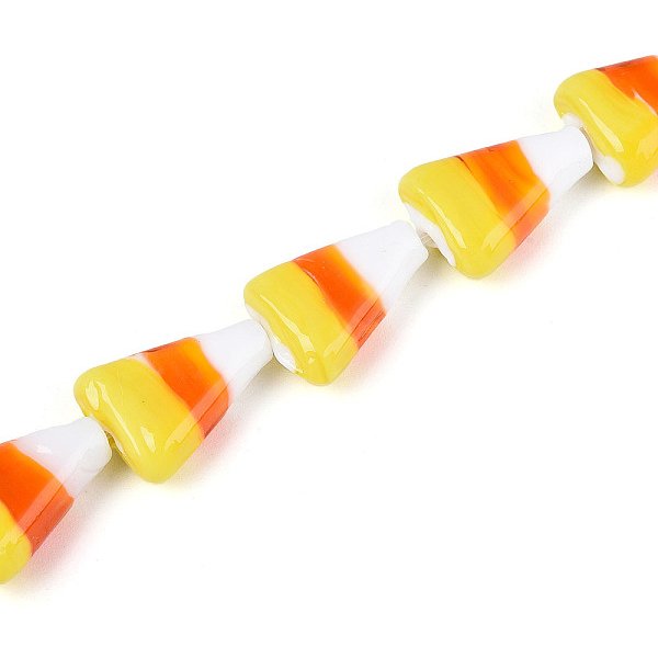 Handmade Lampwork Beads Strands, Triangle, Mixed Color, 15-16.5X11-12X5.5-6.5Mm, Hole: 0.8-1.4Mm, About 12Pcs/Strand, 7.48 Inch(19Cm)-image