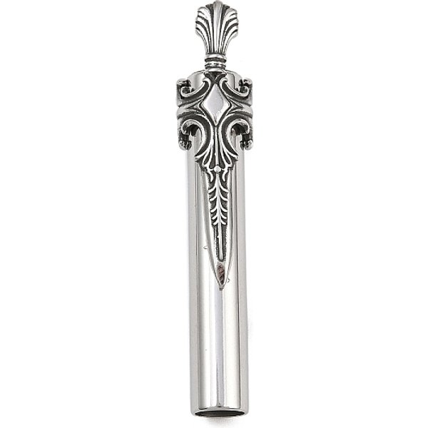 316 Surgical Stainless Big Steel Pendants, Sword, Antique Silver & Stainless Steel Color, 51x9.5x10mm, Hole: 5x3.5mm
