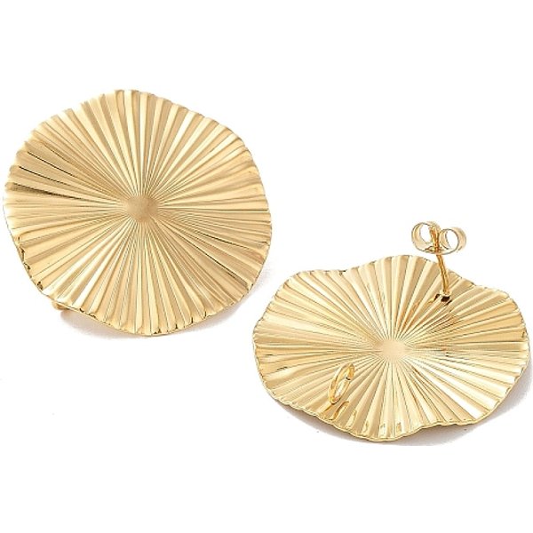 Accesorios Para Pendientes De Acero Inoxidable 304 Con Revestimiento IóNico (Ip), Real 18K Chapado En Oro, Plano Y Redondo, 32Mm, Agujero: 3 Mm, Pin: 10X0.5 Mm-image