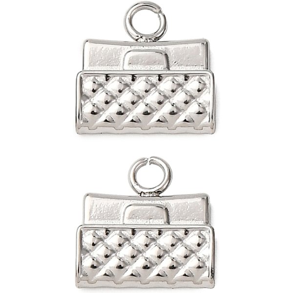 304 Stainless Steel Charms, Stainless Steel Color, Bag, 9.5x9.5x1.8mm, Hole: 1.8mm