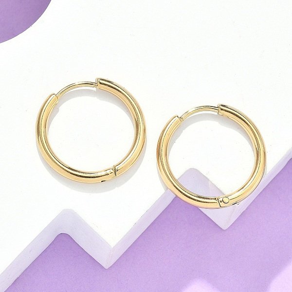 Ion Plating(Ip) 304 Stainless Steel Huggie Hoop Earrings, Hypoallergenic Earrings, With 316 Surgical Stainless Steel Pin, Golden, 12 Gauge, 19X2Mm, Pin: 1Mm, Inner Diameter: 14Mm-image