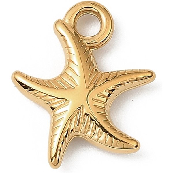 304 Stainless Steel Pendants, Nickel Free, Ion Plating(Ip), Starfish, 16X14X3.5Mm, Hole: 2.3Mm-image