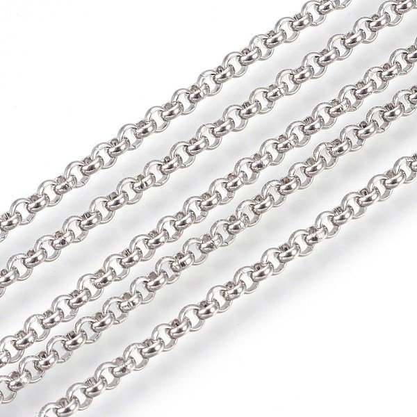 Catene Rolo In Acciaio Inossidabile 304 Anti-Ossidazione, Catena Belcher, Senza Saldatura, Colore Acciaio Inossidabile, 3Mm-image