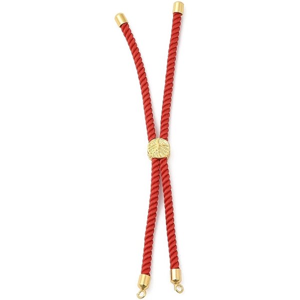 Pulseras de plata con cordón de nailon retorcido, fabricación de pulseras de eslabones para dijes de conectores, con extremo del cordón de latón dorado chapado de larga duración y árbol de la vida de aleación, rojo, 8-3/4-8-7/8 pulgada...