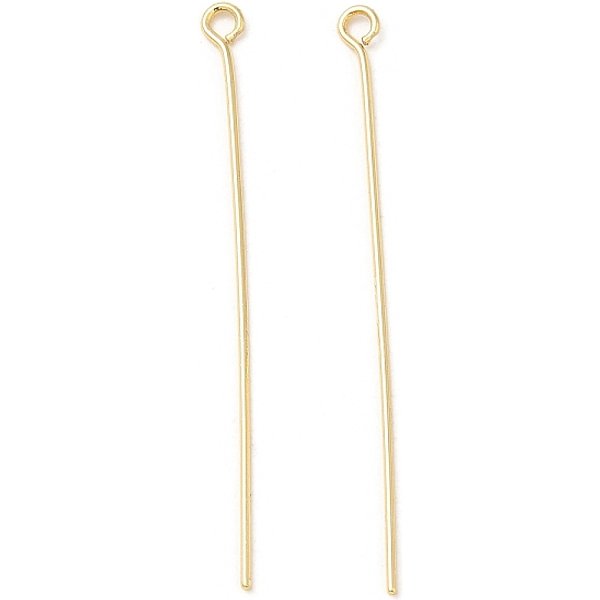 ÉPingles D'oeil En Laiton, VéRitable 18K Plaqué Or, Sans Cadmium & Sans Nickel & Sans Plomb, 45X3X0.8Mm, Trou: 1.8Mm, Pin: 0.7 Mm-image