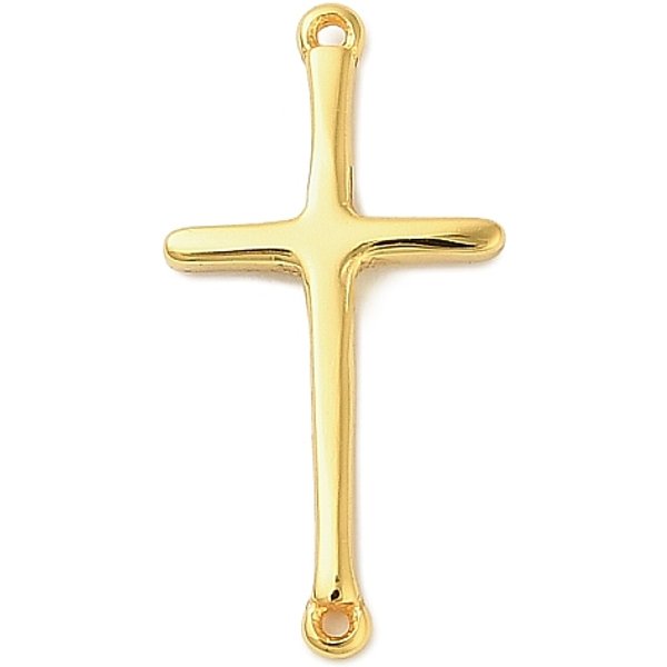 925 Sterling Silver Religion Connector Charms, Sideways Cross Links, Golden, 18X9X1.5Mm, Hole: 0.7Mm-image