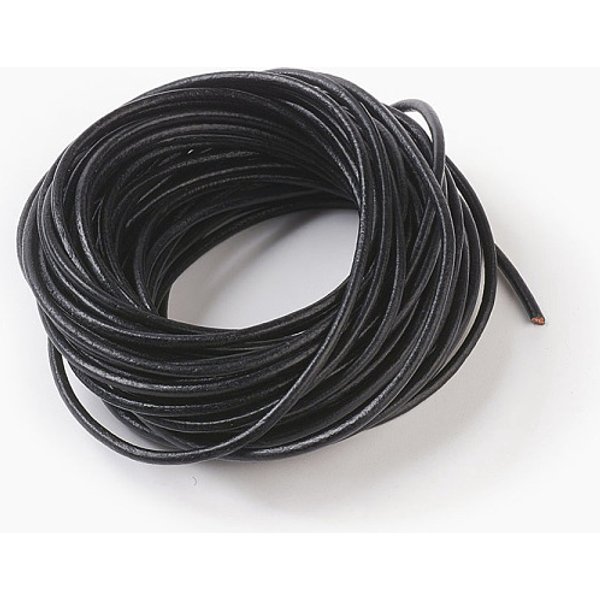 Rindslederband, Leder Schmuckkabel, Schmuck DIY, das Material, gefärbt, Runde, Schwarz, 3 mm, ca. 10.93 Yard (10m)/Bündel