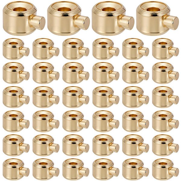 60 Pezzo Di Perline A Crimpare In Ottone, Placcato Di Lunga Durata, Colonna, Vero Placcato Oro 14K, 4.5X3.5X2.5Mm, Foro: 0.9 Mm-image