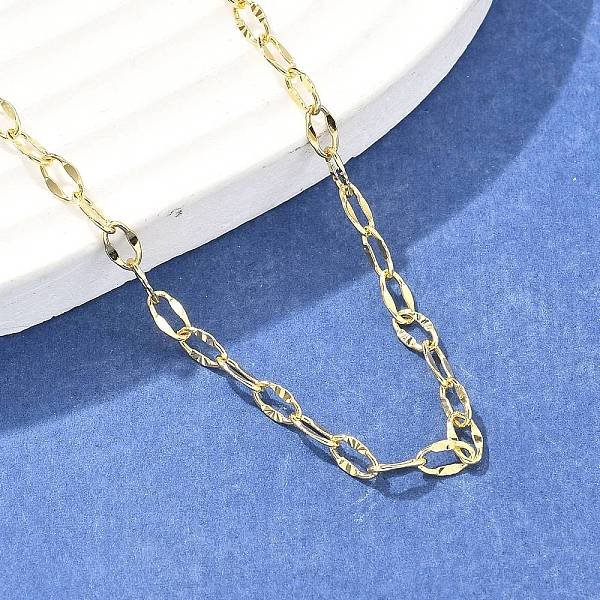 Brass Paperclip Chains Necklace For Women, Cadmium Free & Lead Free, Real 18K Gold Plated, 17.40 Inch(44.2Cm)-image