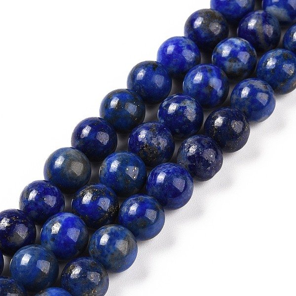 Natural Lapis Lazuli Beads Strands, Round, 6Mm, Hole: 1Mm, About 59-61Cs/Strand, 15 Inch(38Cm)-image