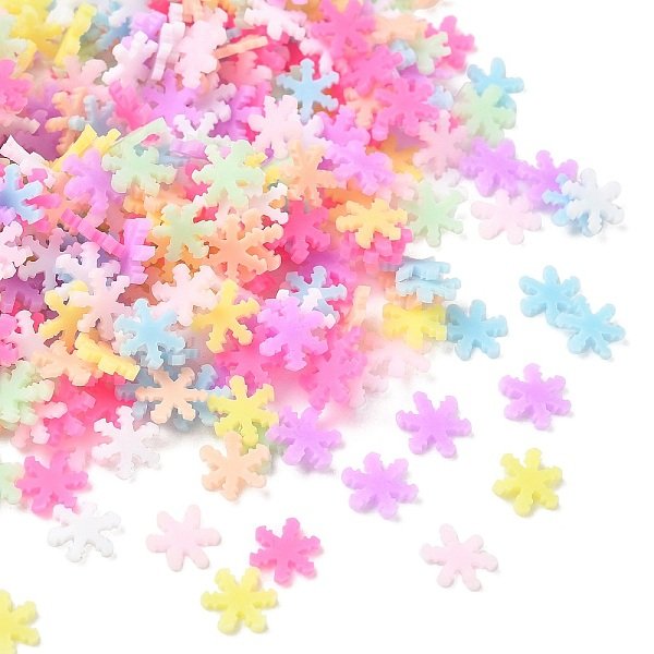 Handmade Polymer Clay Cabochons, Snowflake, Mixed Color, 5.5X5X0.5Mm, About 58820Pcs/1000G-image