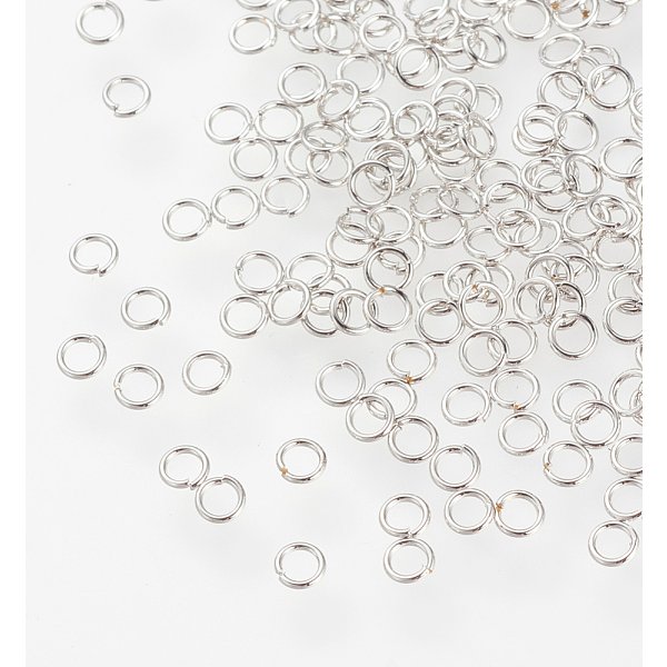 304 Stainless Steel Open Jump Rings, Nickel Free, Real Platinum Plated, Stainless Steel Color, 24 Gauge, 2.5X0.5Mm, Inner Diameter: 1.5Mm, About 660Pcs/5G-image