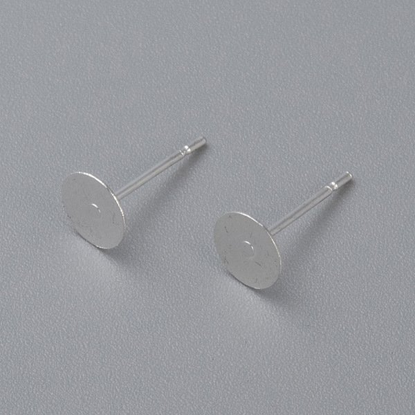 Ohrstecker-BeschläGe Aus Edelstahl 304, Flachrund, Silber, 6X0.3 Mm, Stift: 0.7 Mm-image