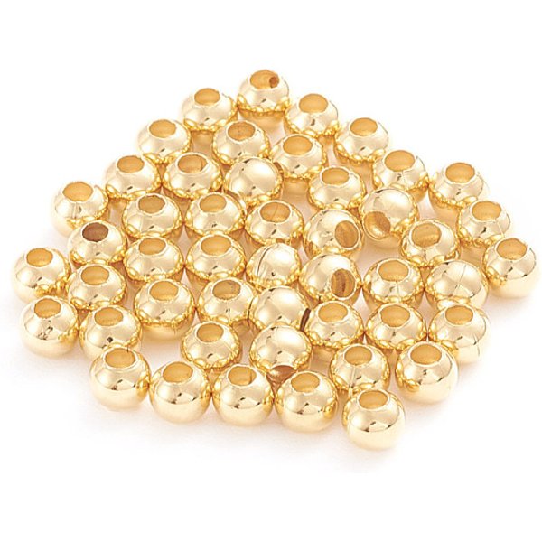 Perlas De Acero Inoxidable 304, Hueco Redondo, Real 18K Chapado En Oro, 4X3.5Mm, Agujero: 1.6 Mm, Aproximamente 500 Unidades / Bolsa-image