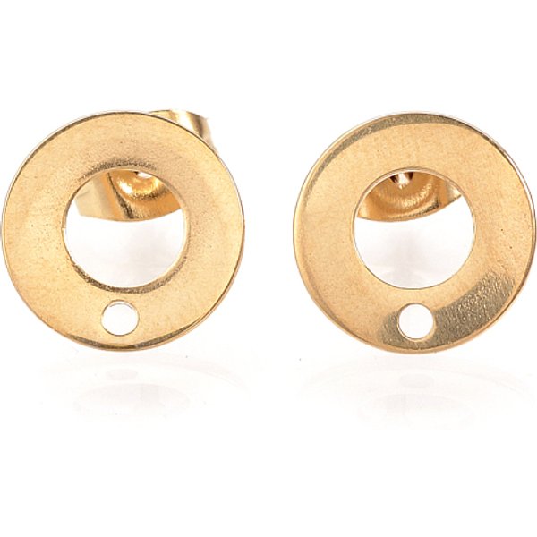 Accesorios Para Pendientes De Acero Inoxidable 304, Con Aro Y Orejeras / Aretes, Anillo / CíRculo, Dorado, 10Mm, Agujero: 1 Mm, Pin: 0.8 Mm-image