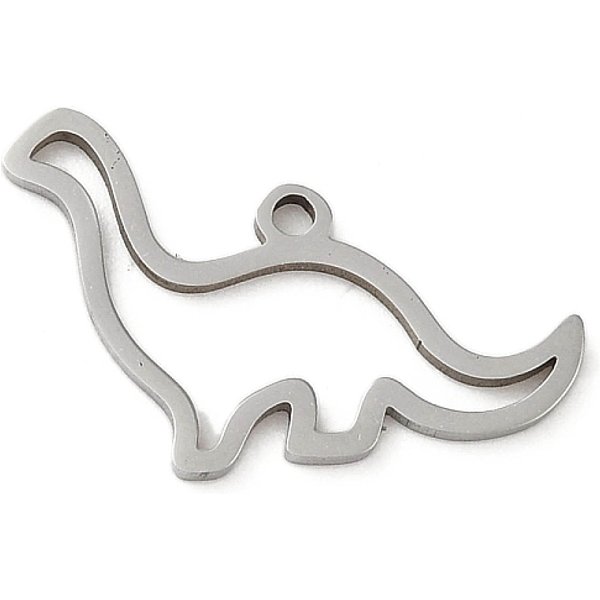 AnlaufgeschüTzter 5-Teiliger AnhäNger Aus 201 Edelstahl, Laserschnitt, Dinosaurier-Charme, Edelstahl Farbe, 12X17.5X1 Mm, Bohrung: 1.2 Mm-image