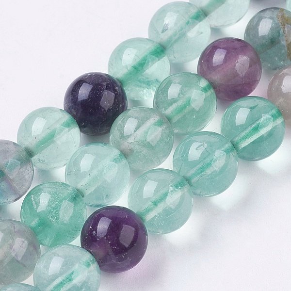 Natural Fluorite Beads Strands, Round, 6Mm, Hole: 1Mm, About 64Pcs/Strand, 15.3 Inch(39Cm)-image