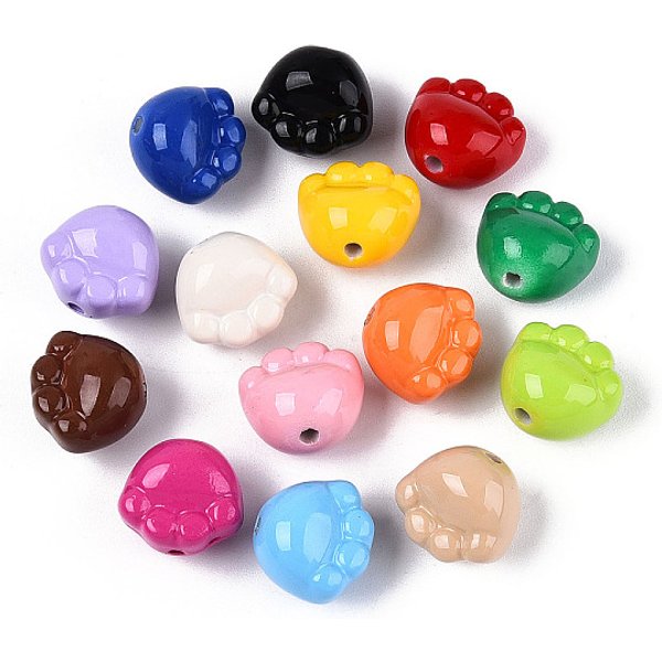 Baking Paint Opaque Acrylic Beads, Claw, Mixed Color, 11X12X9.5Mm, Hole: 1.8Mm-image