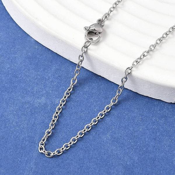 Collane A Catena In Acciaio Inossidabile 304 Unisex Alla Moda E Resistenti All'ossidazione, Con Chiusure Moschettone, Colore Acciaio Inossidabile, 19.5-20.5 Pollice (50-52 Cm)-image