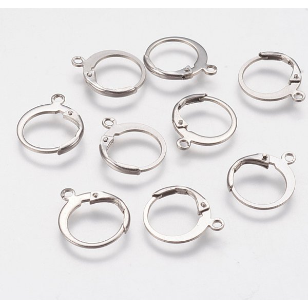 Tarnish Resistant 304 Stainless Steel Leverback Earring Findings, With Loop, Stainless Steel Color, 14.5X12X2Mm, Hole: 1.2Mm-image