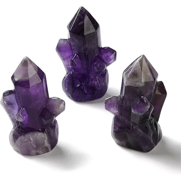 Decorazioni Espositive In Cluster Di Ametista Naturale, Decorazione Domestica Della Figurina, Pietra Energetica Reiki Per La Guarigione, 48-49X31-32X23-25Mm-image
