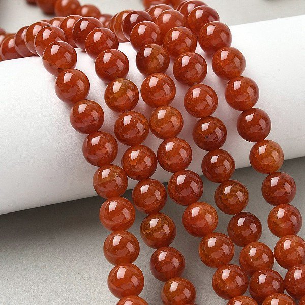 Chapelets De Perles En Agate Naturelle CraqueléE, Ronde, Teinte, Rouge, 10Mm, Trou: 1.6Mm, Environ 33 Pcs/Chapelet, 14.96'' (38 Cm)-image