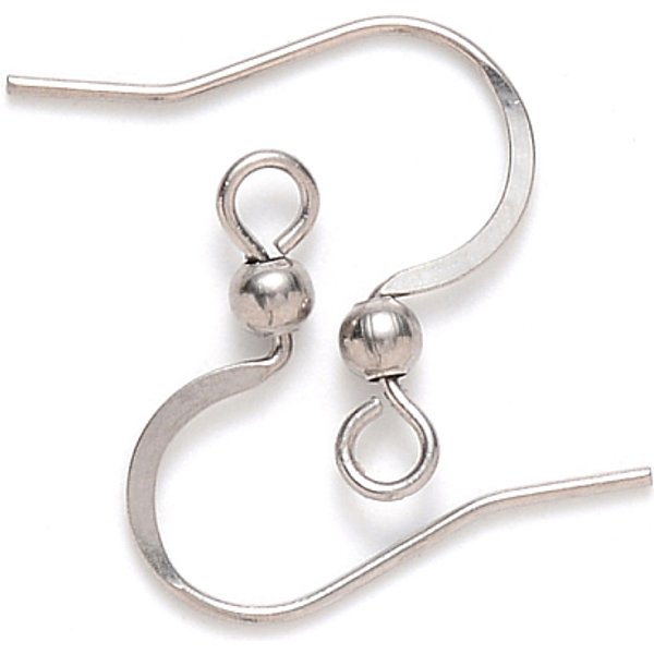 Tarnish Resistant 304 Stainless Steel French Earring Hooks, Flat Earring Hooks, Ear Wire, With Horizontal Loop, Stainless Steel Color, 15-17X18Mm, Hole: 2Mm, 21 Gauge, Pin: 0.7Mm-image