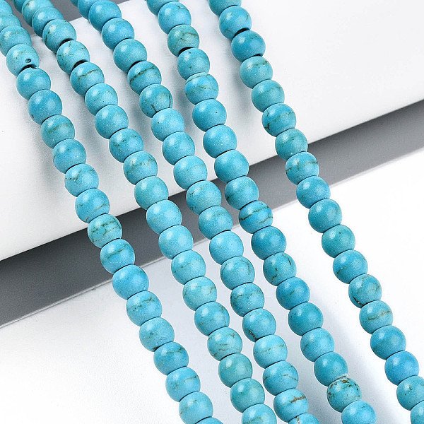 Synthetic Turquoise Beads Strands, Round, Turquoise, 4Mm, Hole: 1Mm, About 90Pcs/Strand-image