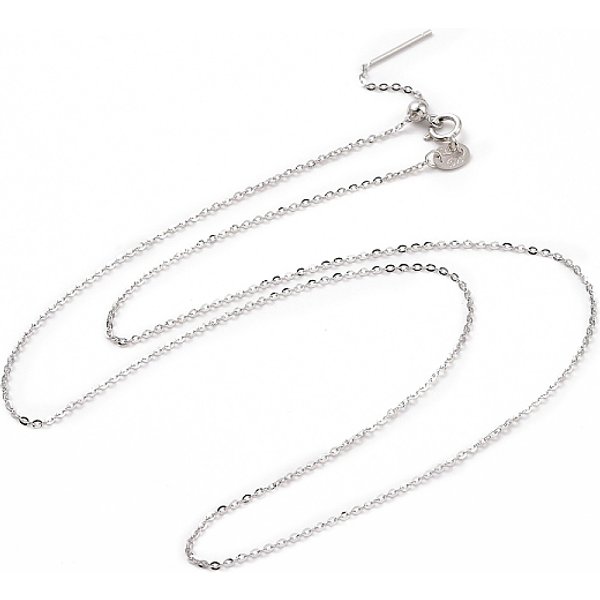 Anti-Tarnish Rhodium Plated 925 Sterling Silver Beadable Necklaces, Cable Chains Necklace For Women, Platinum, 17.72 Inch(45Cm)-image