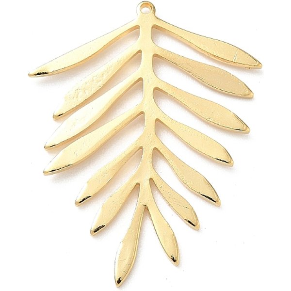 Brass Pendants, Lead Free & Cadmium Free, Leaf, Real 24K Gold Plated, 31.5X25X1.5Mm, Hole: 1Mm-image