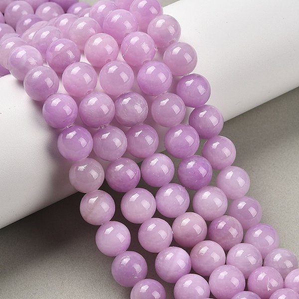 Natural Dyed Yellow Jade Gemstone Bead Strands, Round, Medium Orchid, 10Mm, Hole: 1Mm, About 40Pcs/Strand, 15.7 Inch-image