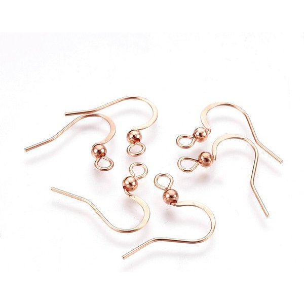 316 Surgical Stainless Steel Earring Hooks, Ear Wire, With Horizontal Loop, Rose Gold, 16X16-19.5X3Mm, Hole: 2Mm, Pin: 0.7Mm-image