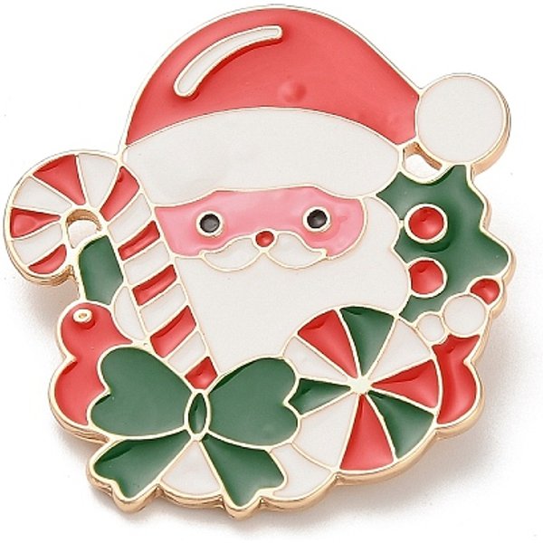 Weihnachtsmann Mit Zuckerstangen-Emaille-Ansteckern, Anstecknadeln Aus Legierung FüR Rucksackkleidung, Farbig, 41.5X38 Mm-image