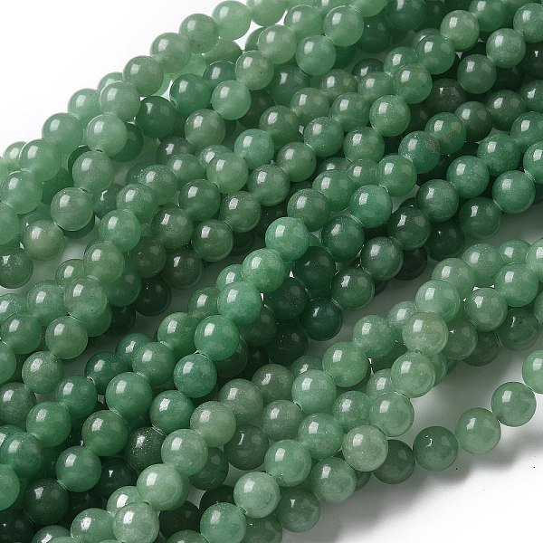 Naturels Verts Perles Rondes Aventurine Brins, 8Mm, Trou: 1Mm, Environ 45-46 Pcs/Chapelet, 14.96'' (38 Cm)-image